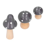 3Pcs/Set Mushroom Crafts Innovative Cute Wooden Ornaments Home Office Desktop DecorationBrown - Rear View