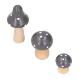3Pcs/Set Mushroom Crafts Innovative Cute Wooden Ornaments Home Office Desktop DecorationBrown - Close-Up Angle