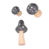 3Pcs/Set Mushroom Crafts Innovative Cute Wooden Ornaments Home Office Desktop DecorationBrown - Extra Image