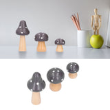3Pcs/Set Mushroom Crafts Innovative Cute Wooden Ornaments Home Office Desktop DecorationBrown - Extra Image