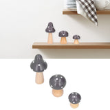 3Pcs/Set Mushroom Crafts Innovative Cute Wooden Ornaments Home Office Desktop DecorationBrown