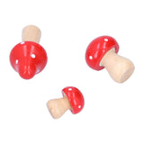 3Pcs/Set Mushroom Crafts Innovative Cute Wooden Ornaments Home Office Desktop DecorationRed - Front View
