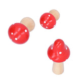 3Pcs/Set Mushroom Crafts Innovative Cute Wooden Ornaments Home Office Desktop DecorationRed - Top-Down View