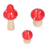 3Pcs/Set Mushroom Crafts Innovative Cute Wooden Ornaments Home Office Desktop DecorationRed - Rear View