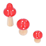 3Pcs/Set Mushroom Crafts Innovative Cute Wooden Ornaments Home Office Desktop DecorationRed - Extra Image