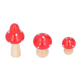 3Pcs/Set Mushroom Crafts Innovative Cute Wooden Ornaments Home Office Desktop DecorationRed - Extra Image
