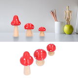 3Pcs/Set Mushroom Crafts Innovative Cute Wooden Ornaments Home Office Desktop DecorationRed - Extra Image