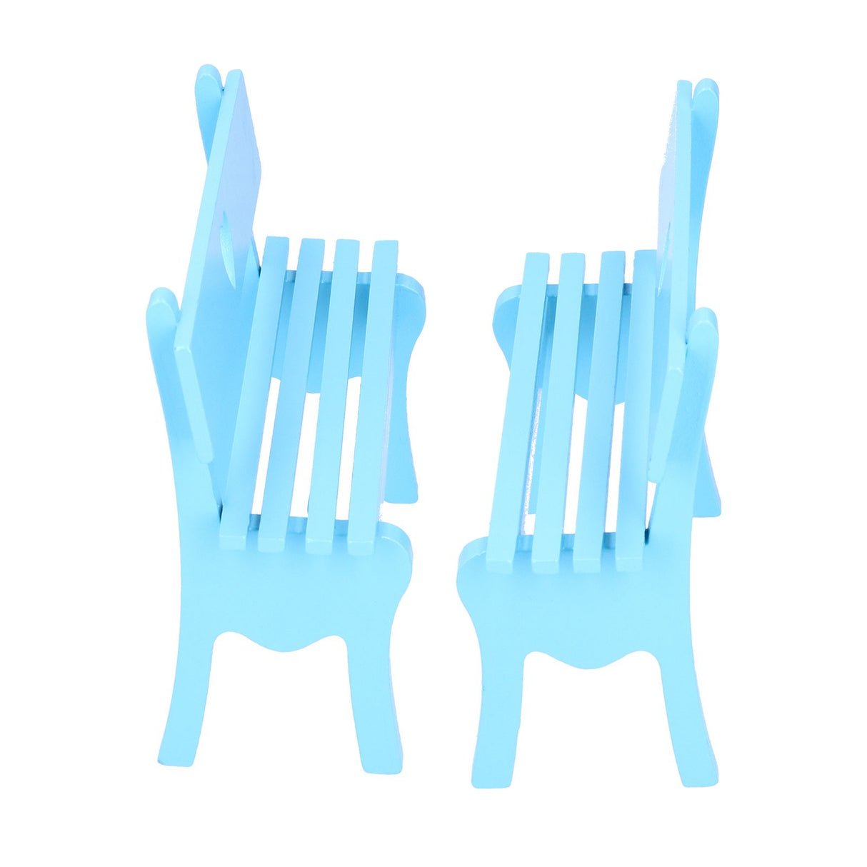 2Pcs Wooden Decorative Small Chair Originality Wooden Craft Decoration for Home OfficeBlue