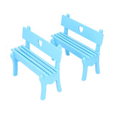 2Pcs Wooden Decorative Small Chair Originality Wooden Craft Decoration for Home OfficeBlue