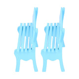 2Pcs Wooden Decorative Small Chair Originality Wooden Craft Decoration for Home OfficeBlue