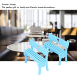 2Pcs Wooden Decorative Small Chair Originality Wooden Craft Decoration for Home OfficeBlue - Extra Image
