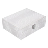 White Artificial Leather Multilayer Jewelry Box Portable Packaging Box for Collecting - Front View