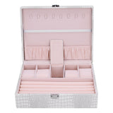 White Artificial Leather Multilayer Jewelry Box Portable Packaging Box for Collecting