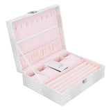 White Artificial Leather Multilayer Jewelry Box Portable Packaging Box for Collecting
