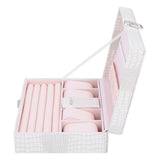 White Artificial Leather Multilayer Jewelry Box Portable Packaging Box for Collecting - Close-Up Angle