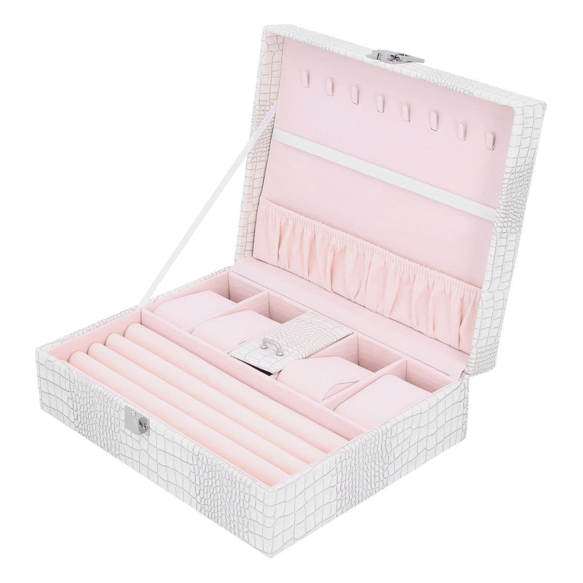 White Artificial Leather Multilayer Jewelry Box Portable Packaging Box for Collecting