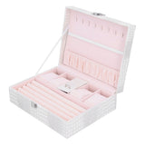 White Artificial Leather Multilayer Jewelry Box Portable Packaging Box for Collecting