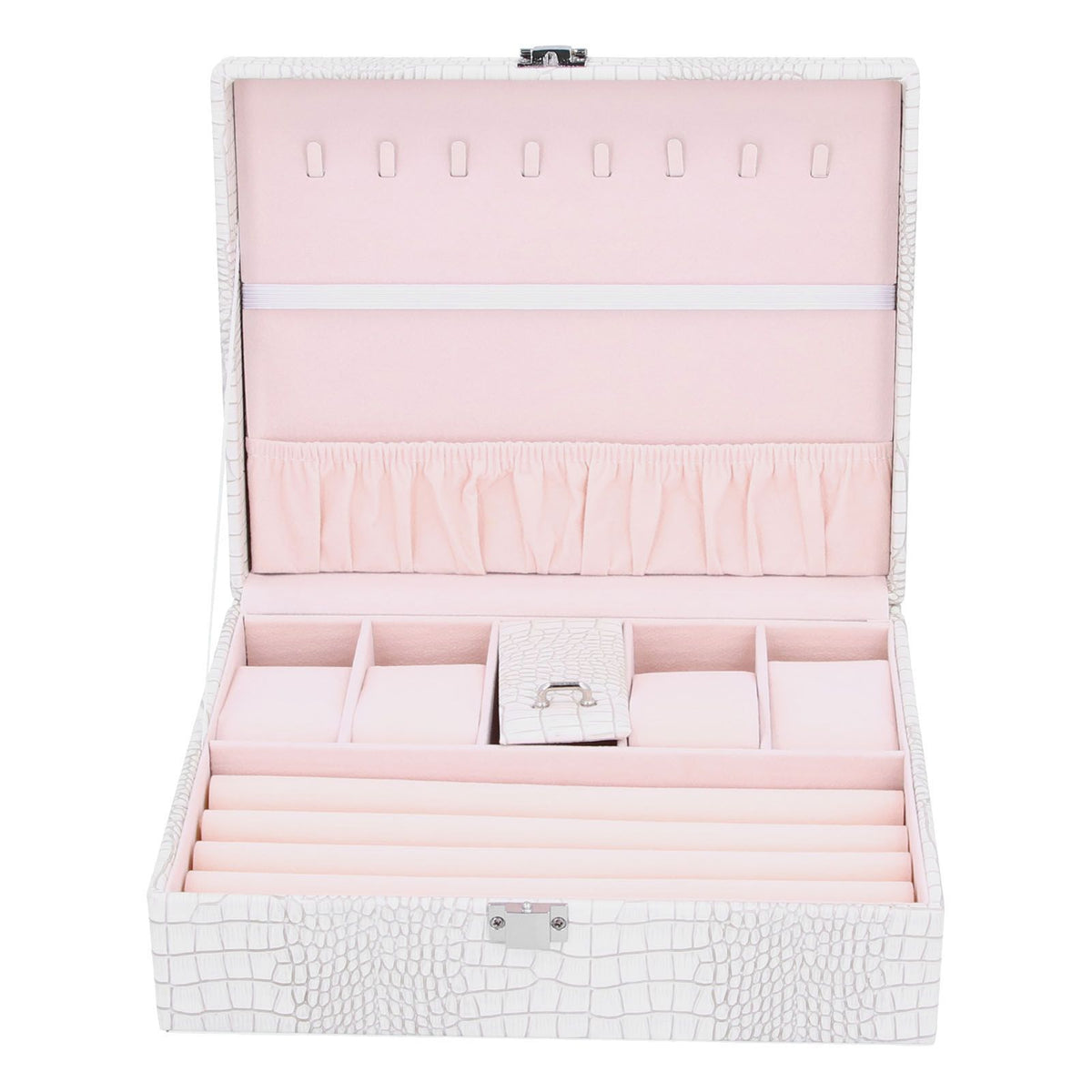 White Artificial Leather Multilayer Jewelry Box Portable Packaging Box for Collecting