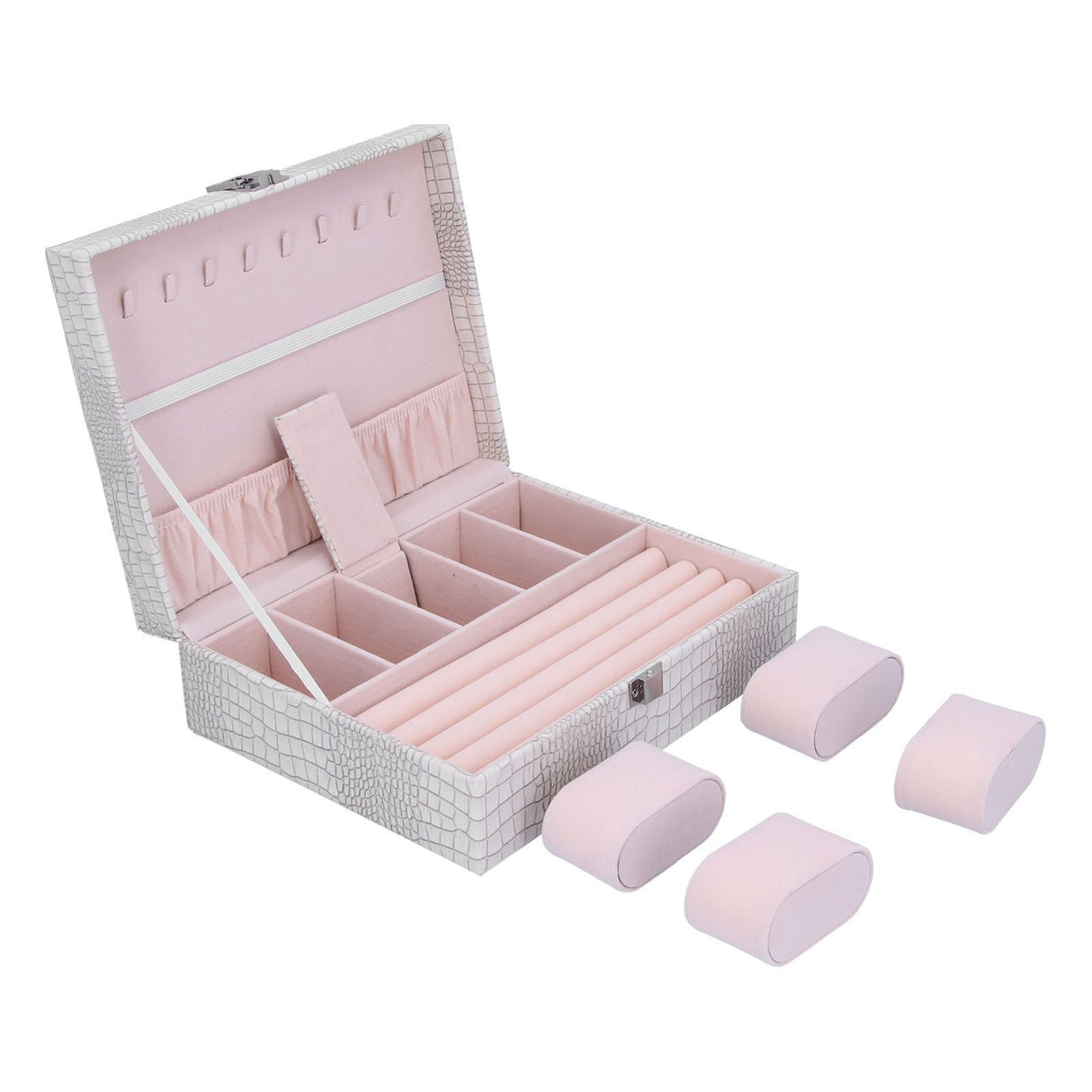 White Artificial Leather Multilayer Jewelry Box Portable Packaging Box for Collecting