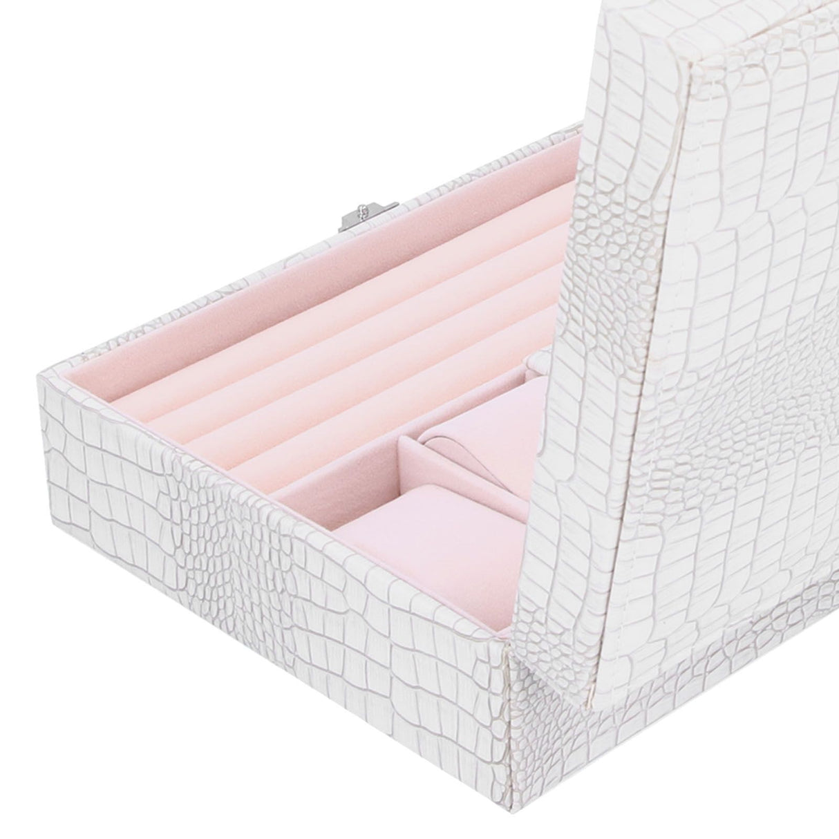 White Artificial Leather Multilayer Jewelry Box Portable Packaging Box for Collecting