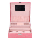 Pink Artificial Leather Jewelry Box Watch Jewelry Packaging Container Holder for Girls