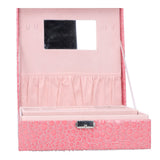 Pink Artificial Leather Jewelry Box Watch Jewelry Packaging Container Holder for Girls - Top-Down View