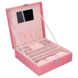 Pink Artificial Leather Jewelry Box Watch Jewelry Packaging Container Holder for Girls