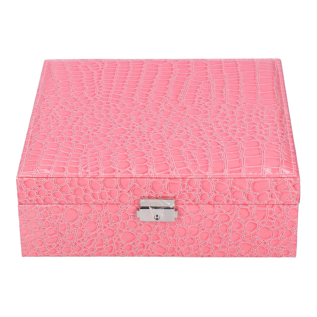 Pink Artificial Leather Jewelry Box Watch Jewelry Packaging Container Holder for Girls
