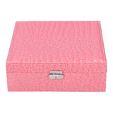 Pink Artificial Leather Jewelry Box Watch Jewelry Packaging Container Holder for Girls - Low Angle