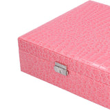 Pink Artificial Leather Jewelry Box Watch Jewelry Packaging Container Holder for Girls