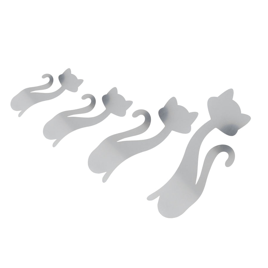 Cat Shape Mirror Wall Stickers Home Living Room Bedroom DIY Wall Art DecorationsSilver