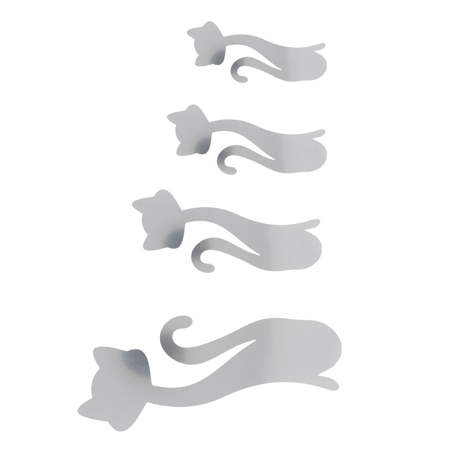 Cat Shape Mirror Wall Stickers Home Living Room Bedroom DIY Wall Art DecorationsSilver