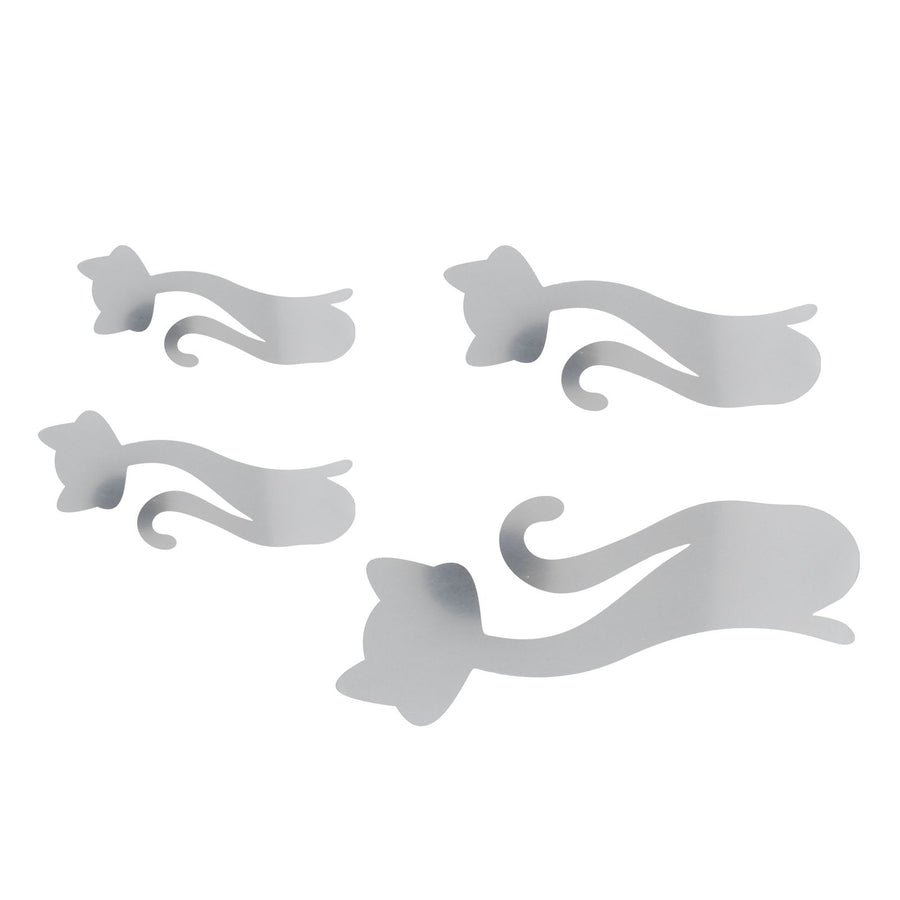 Cat Shape Mirror Wall Stickers Home Living Room Bedroom DIY Wall Art DecorationsSilver