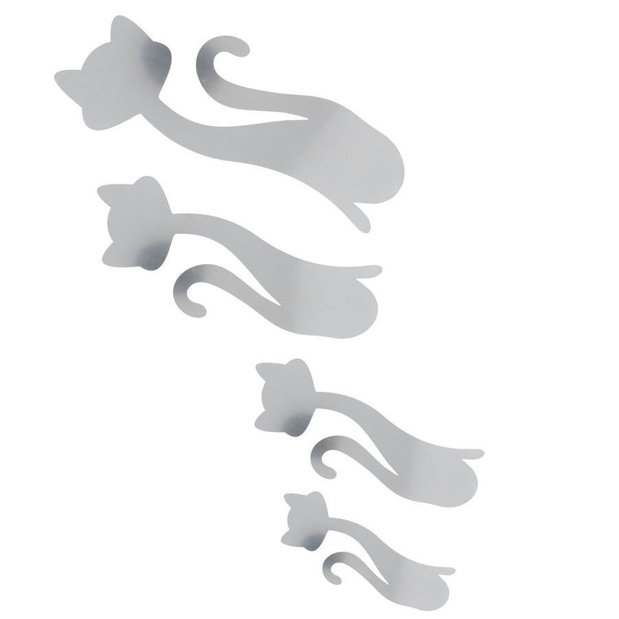 Cat Shape Mirror Wall Stickers Home Living Room Bedroom DIY Wall Art DecorationsSilver