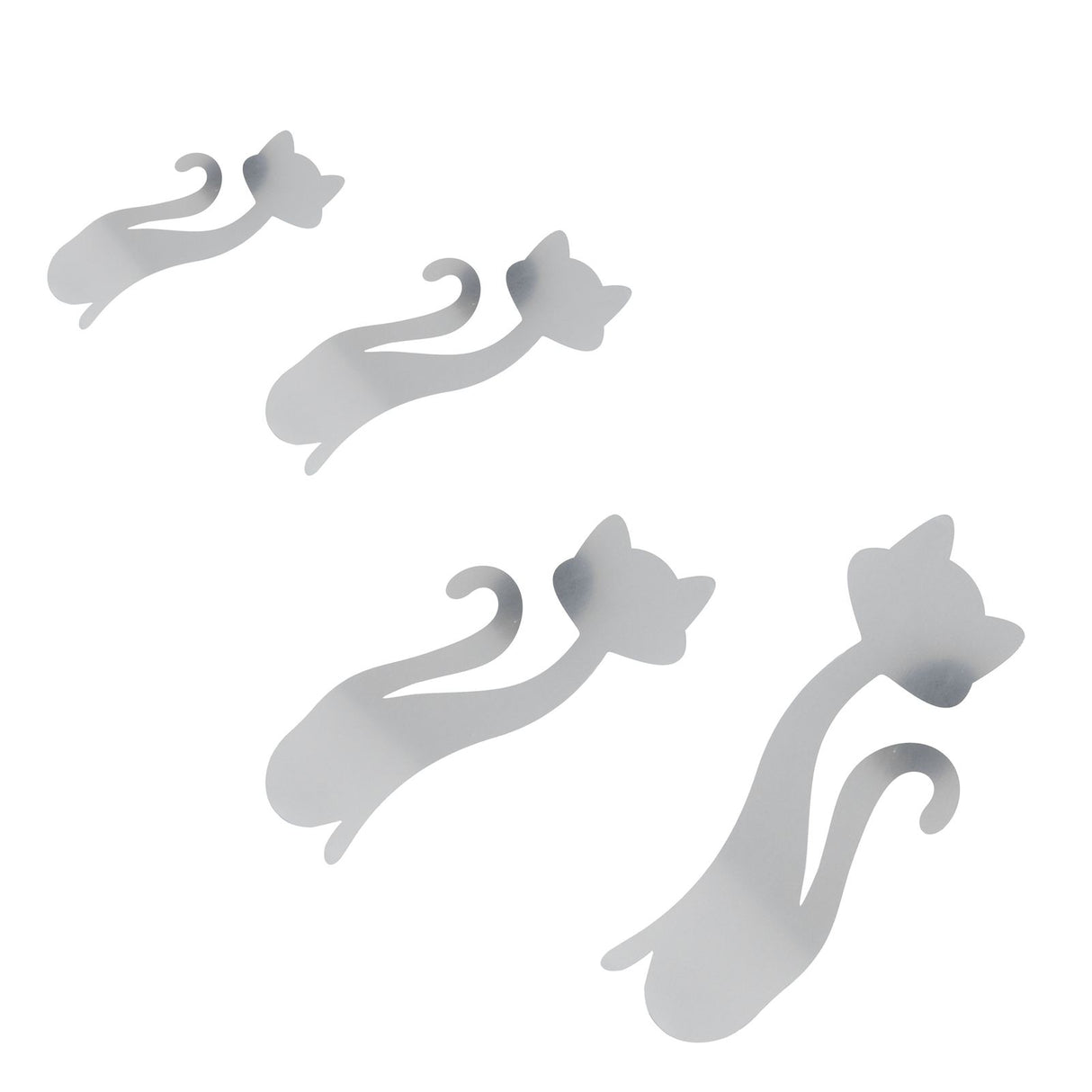 Cat Shape Mirror Wall Stickers Home Living Room Bedroom DIY Wall Art DecorationsSilver