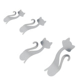 Cat Shape Mirror Wall Stickers Home Living Room Bedroom DIY Wall Art DecorationsSilver