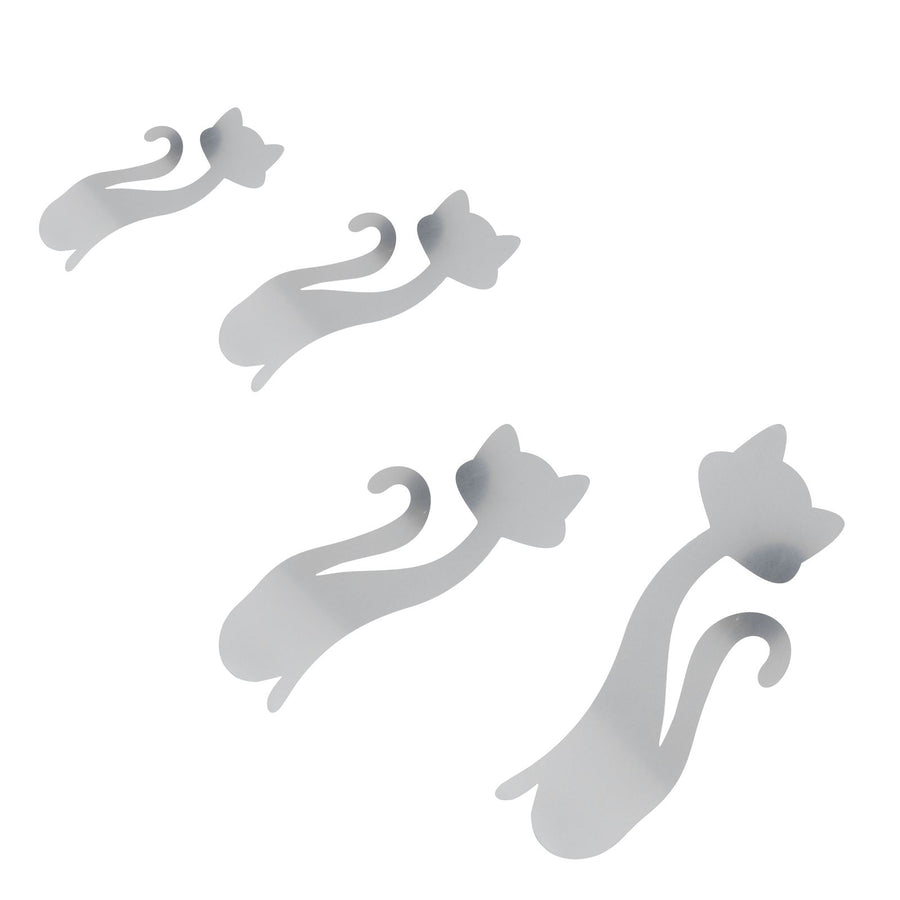 Cat Shape Mirror Wall Stickers Home Living Room Bedroom DIY Wall Art DecorationsSilver