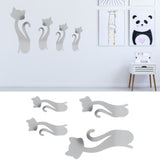 Cat Shape Mirror Wall Stickers Home Living Room Bedroom DIY Wall Art DecorationsSilver - Extra Image