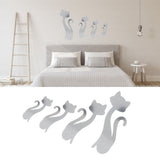 Cat Shape Mirror Wall Stickers Home Living Room Bedroom DIY Wall Art DecorationsSilver