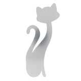 Cat Shape Mirror Wall Stickers Home Living Room Bedroom DIY Wall Art DecorationsSilver
