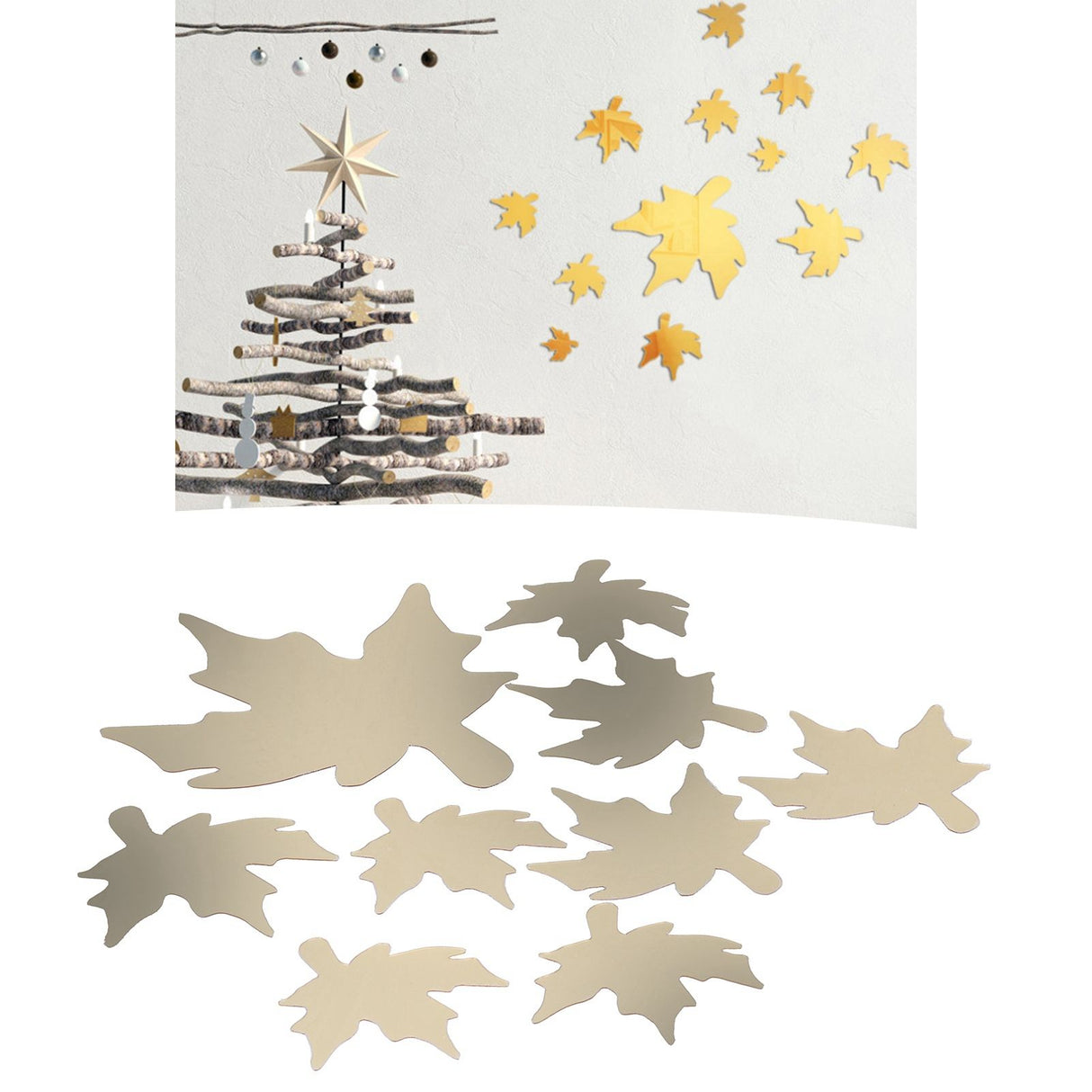 DIY Wall Stickers Maple Leaf Shape PVC Decals 3‑Dimensional Home Wall DecorationGold