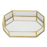 Octagonal Storage Box Mini Gold Geometry Jewelry Necklace Dessert Basket with Flannel 20x14x4cm