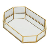 Octagonal Storage Box Mini Gold Geometry Jewelry Necklace Dessert Basket with Flannel 20x14x4cm