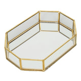 Octagonal Storage Box Mini Gold Geometry Jewelry Necklace Dessert Basket with Flannel 20x14x4cm
