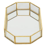 Octagonal Storage Box Mini Gold Geometry Jewelry Necklace Dessert Basket with Flannel 20x14x4cm - Top-Down View
