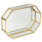 Octagonal Storage Box Mini Gold Geometry Jewelry Necklace Dessert Basket with Flannel 20x14x4cm
