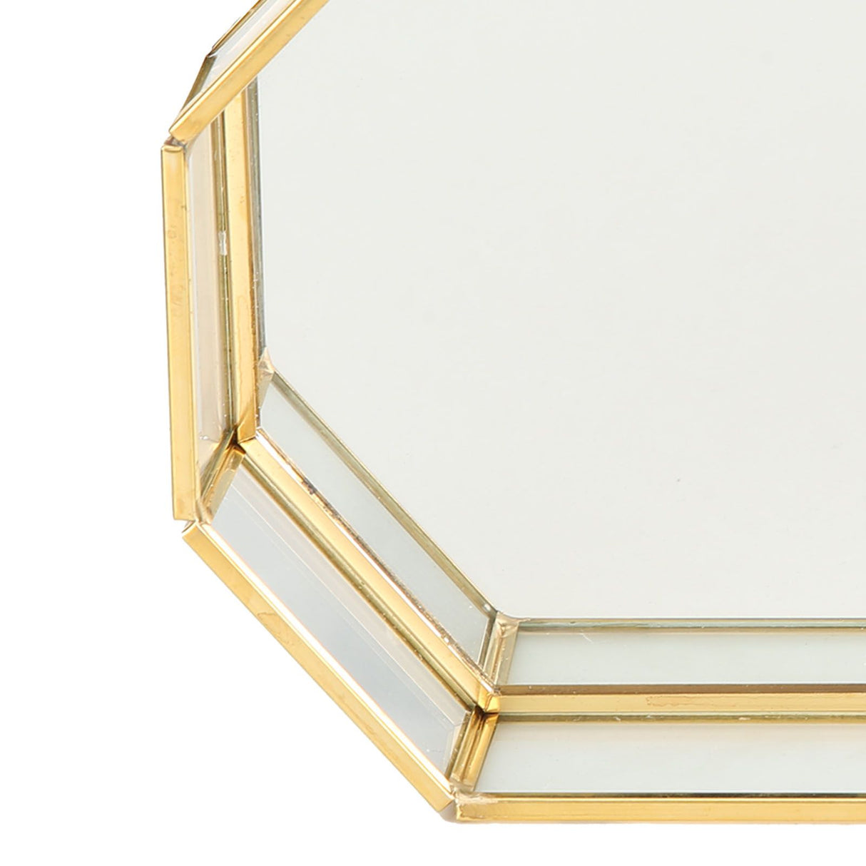 Octagonal Storage Box Mini Gold Geometry Jewelry Necklace Dessert Basket with Flannel 20x14x4cm