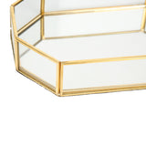 Octagonal Storage Box Mini Gold Geometry Jewelry Necklace Dessert Basket with Flannel 20x14x4cm
