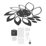 DIY Mirror Wall Clock Stickers Modern Decor for Home Living Room Background StickerBlack - Front View