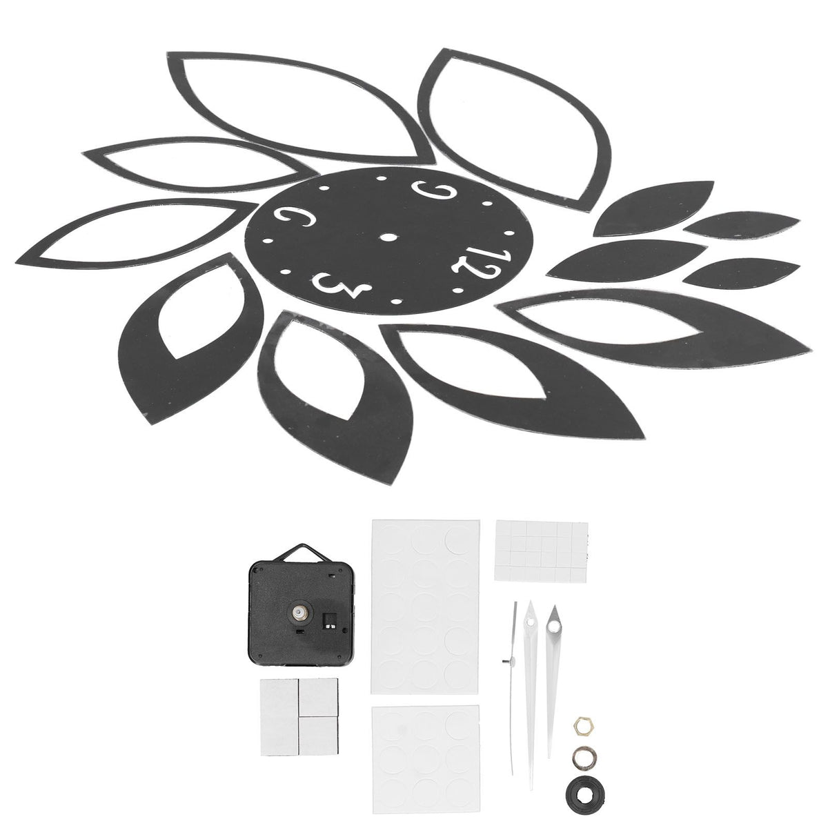 DIY Mirror Wall Clock Stickers Modern Decor for Home Living Room Background StickerBlack